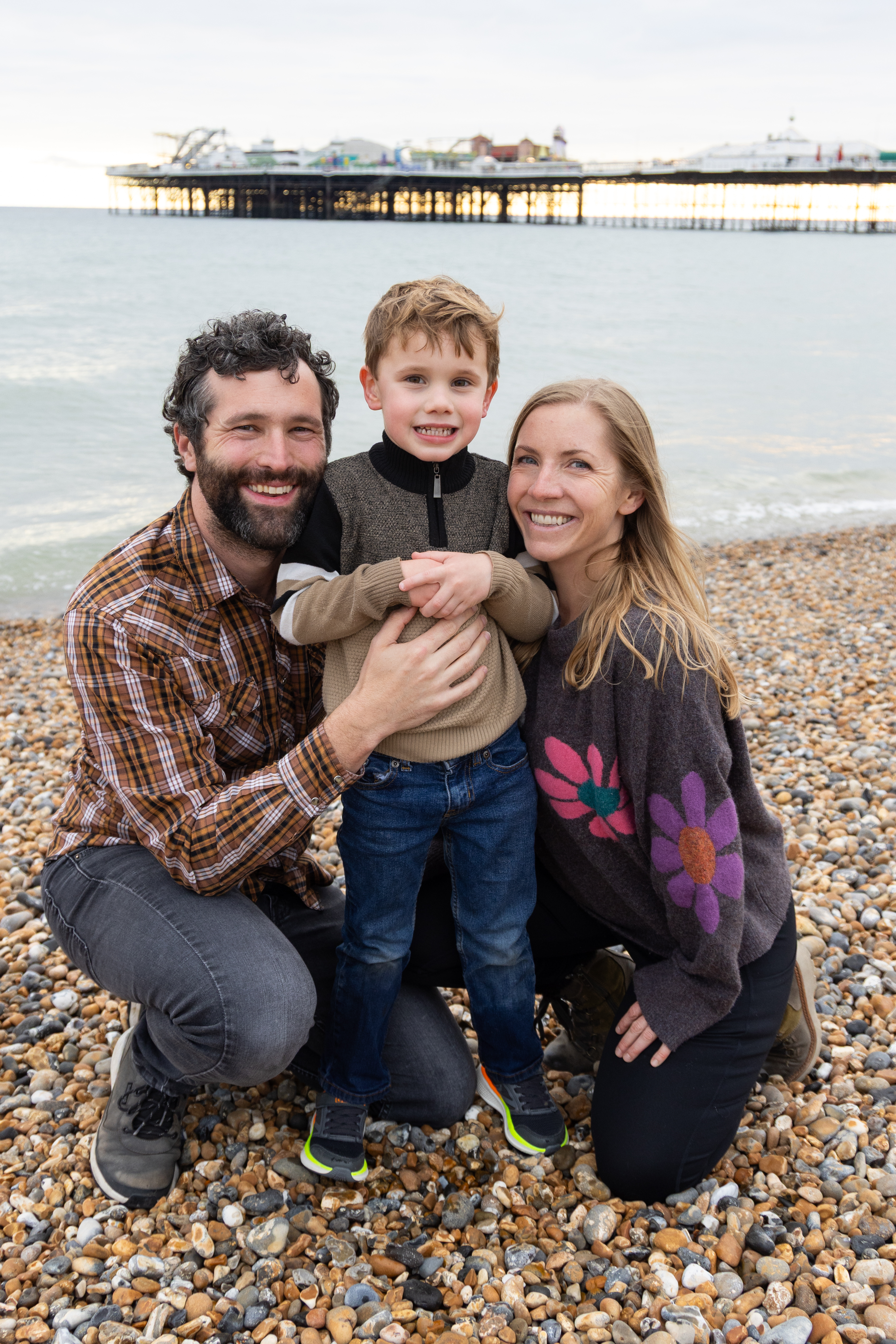Casey with family at the English beach